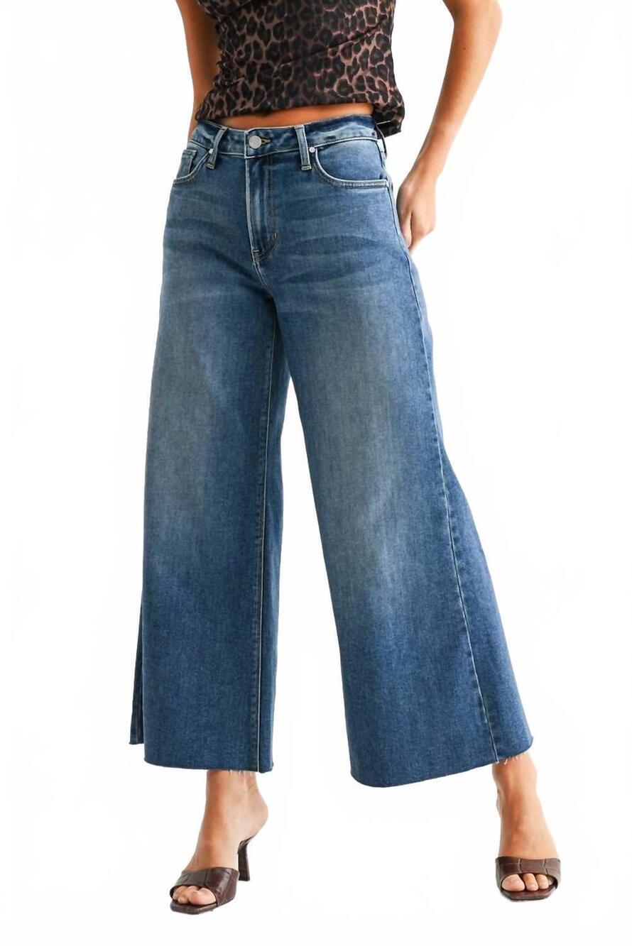 NEW JUST BLACK DENIM wide leg flare crop jean in blue